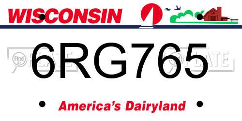 6RG765 Wisconsin License Plate