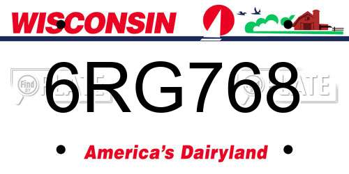 6RG768 Wisconsin License Plate