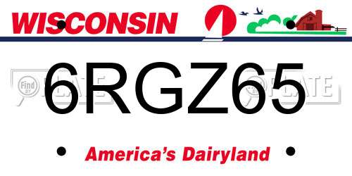 6RGZ65 Wisconsin License Plate