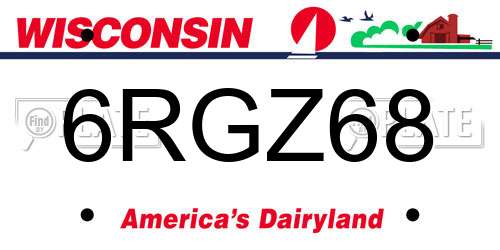 6RGZ68 Wisconsin License Plate