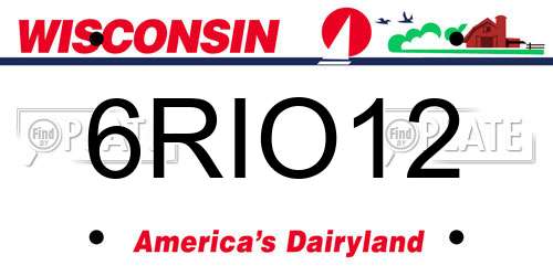 6RIO12 Wisconsin License Plate