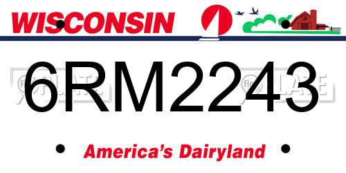 6RM2243 Wisconsin License Plate