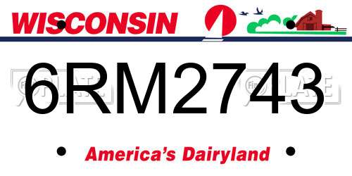 6RM2743 Wisconsin License Plate