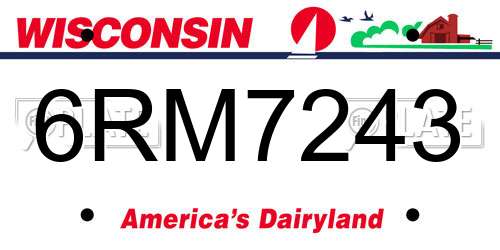 6RM7243 Wisconsin License Plate