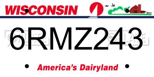6RMZ243 Wisconsin License Plate