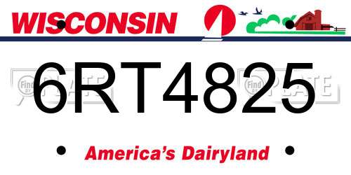 6RT4825 Wisconsin License Plate