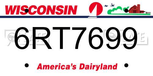 6RT7699 Wisconsin License Plate