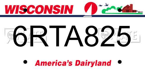 6RTA825 Wisconsin License Plate