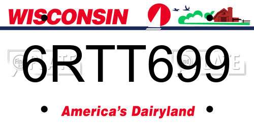 6RTT699 Wisconsin License Plate