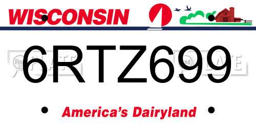 6RTZ699 Wisconsin License Plate