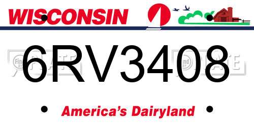 6RV3408 Wisconsin License Plate