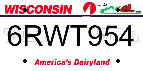 6RWT954 Wisconsin License Plate