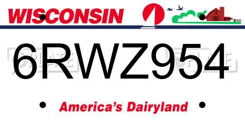 6RWZ954 Wisconsin License Plate