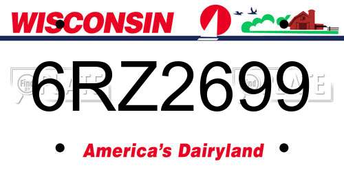 6RZ2699 Wisconsin License Plate