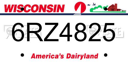 6RZ4825 Wisconsin License Plate