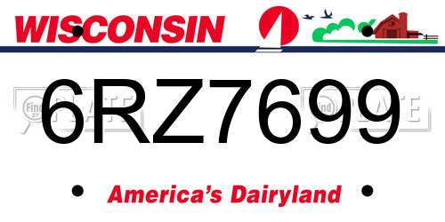 6RZ7699 Wisconsin License Plate