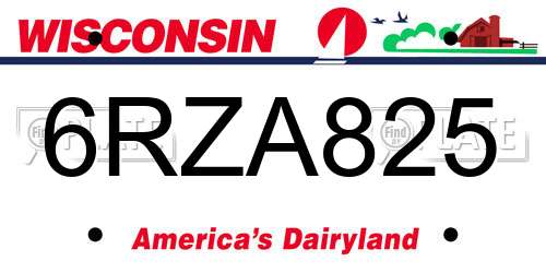 6RZA825 Wisconsin License Plate