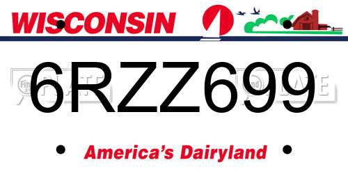 6RZZ699 Wisconsin License Plate