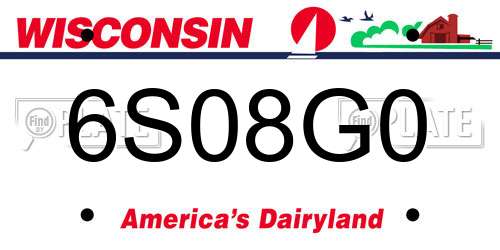 6S08G0 Wisconsin License Plate