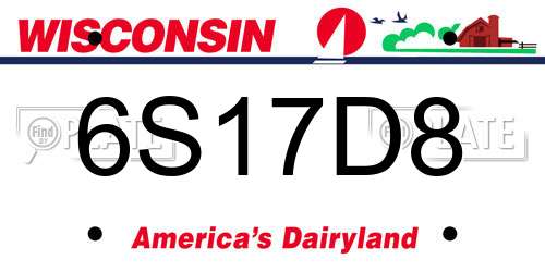 6S17D8 Wisconsin License Plate