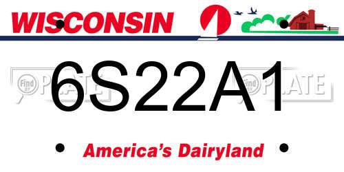 6S22A1 Wisconsin License Plate