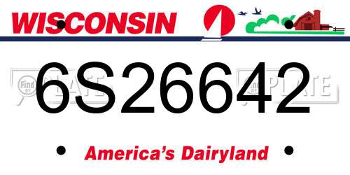 6S26642 Wisconsin License Plate