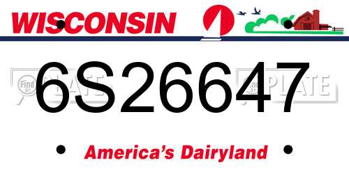 6S26647 Wisconsin License Plate