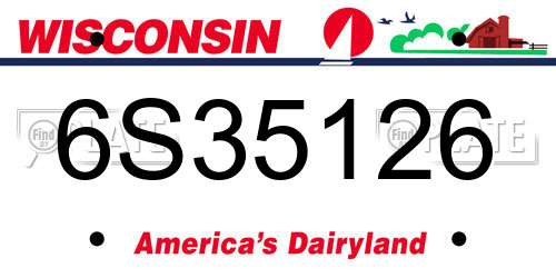 6S35126 Wisconsin License Plate