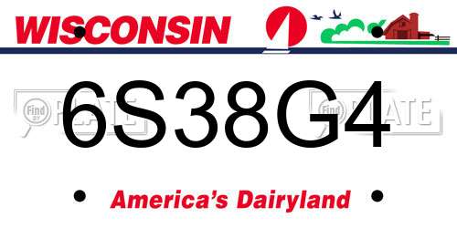 6S38G4 Wisconsin License Plate