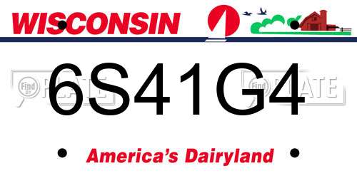 6S41G4 Wisconsin License Plate