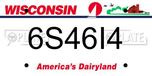 6S46I4 Wisconsin License Plate