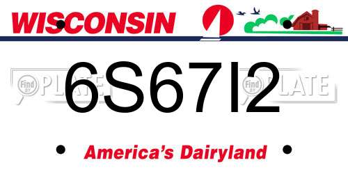 6S67I2 Wisconsin License Plate