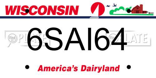 6SAI64 Wisconsin License Plate