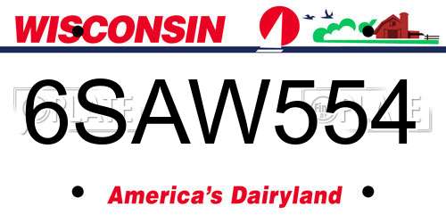 6SAW554 Wisconsin License Plate