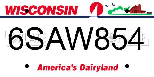 6SAW854 Wisconsin License Plate