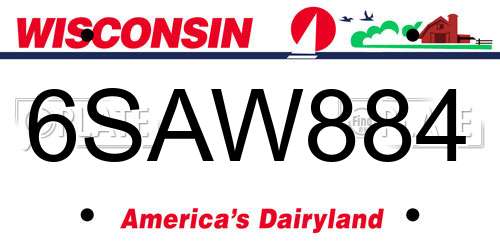 6SAW884 Wisconsin License Plate