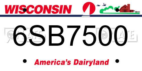 6SB7500 Wisconsin License Plate