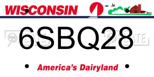 6SBQ28 Wisconsin License Plate