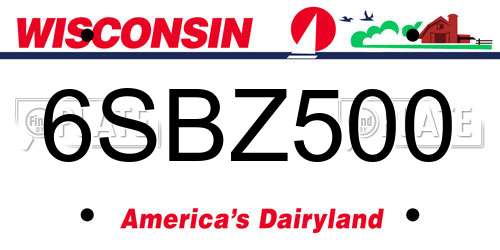 6SBZ500 Wisconsin License Plate