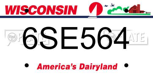 6SE564 Wisconsin License Plate