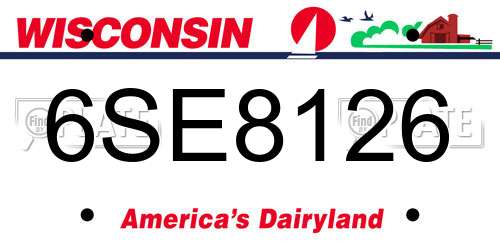 6SE8126 Wisconsin License Plate
