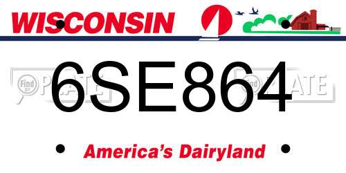 6SE864 Wisconsin License Plate