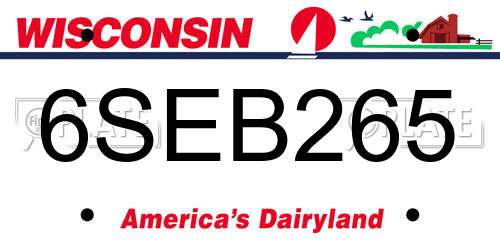 6SEB265 Wisconsin License Plate