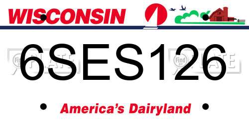 6SES126 Wisconsin License Plate