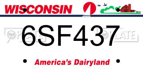 6SF437 Wisconsin License Plate
