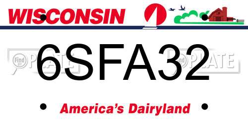 6SFA32 Wisconsin License Plate