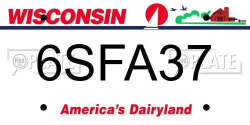 6SFA37 Wisconsin License Plate