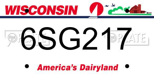 6SG217 Wisconsin License Plate