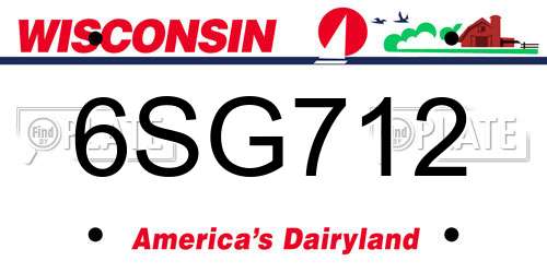 6SG712 Wisconsin License Plate