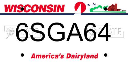 6SGA64 Wisconsin License Plate